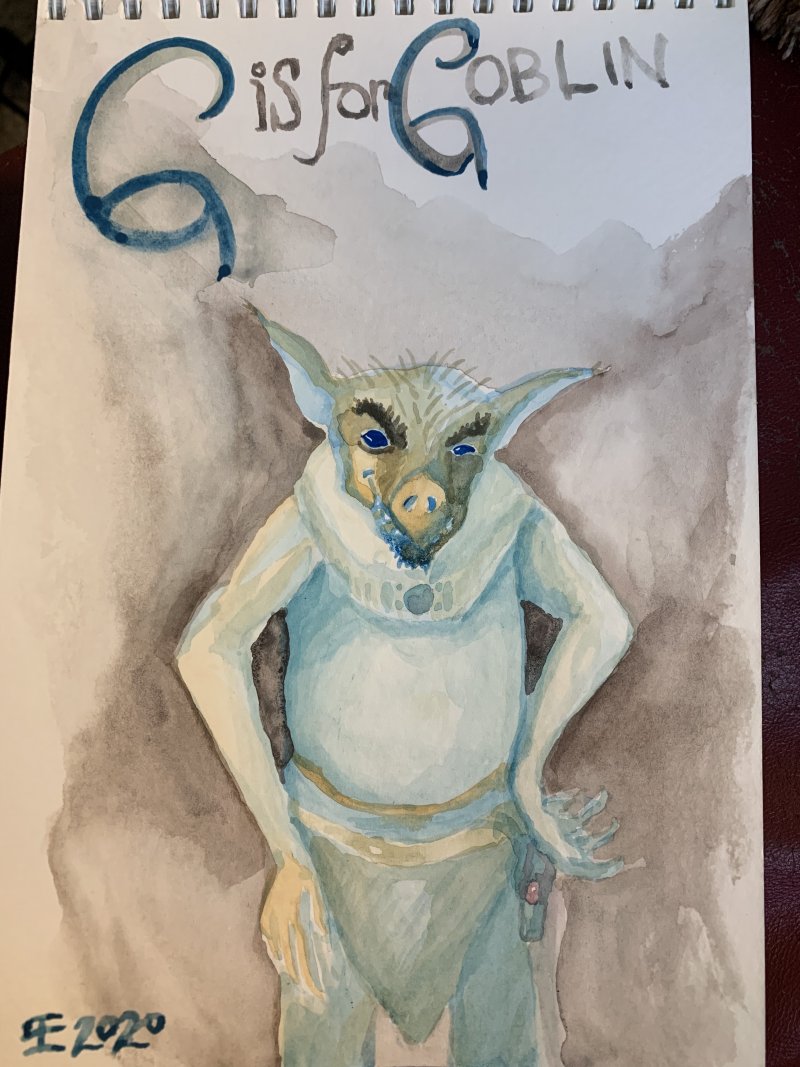 G is for Goblin watercolor
