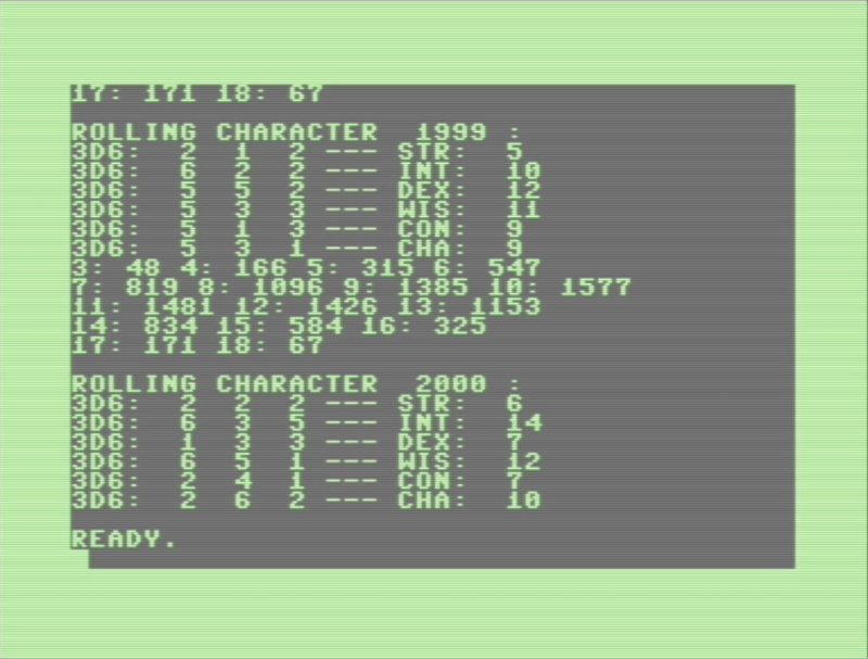 Code in BASIC running on a Commodore 128.