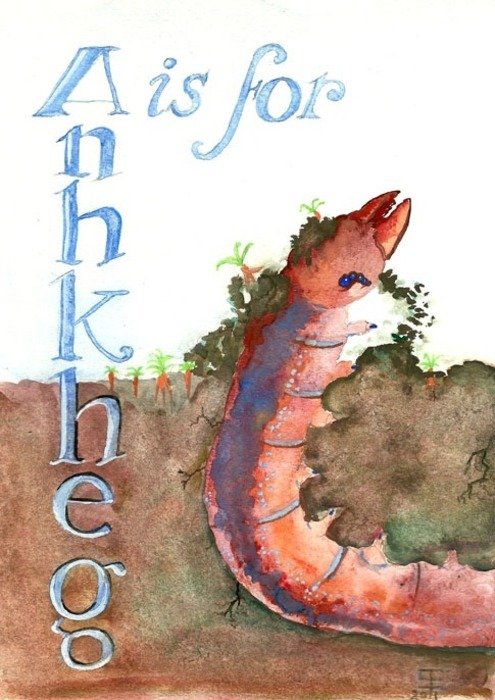 A is for Anhkheg watercolor