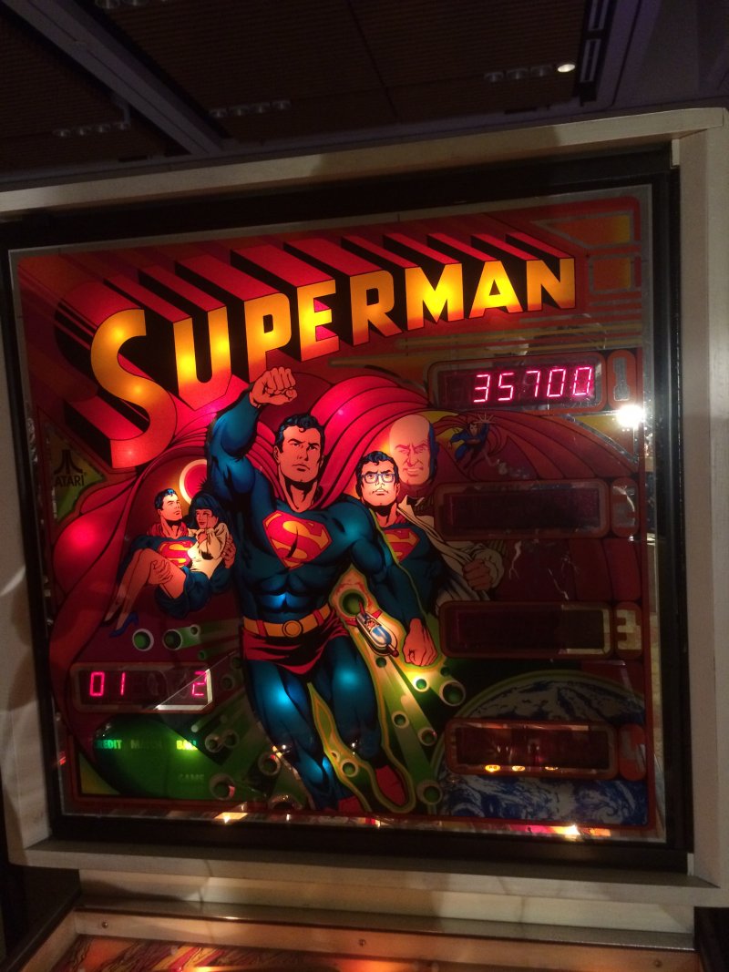 Superman pinball table graphics.