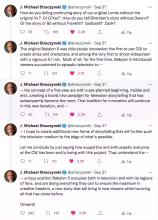 Tweets from JMS about the Babylon 5 reboot.