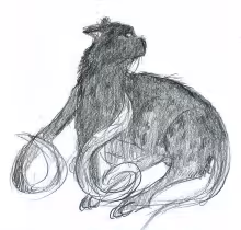 Pencil sketch of a Displacer Beast.