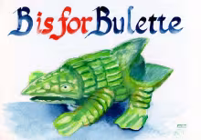 B is for Bulette--an AD&D toy monster rendered in watercolor.