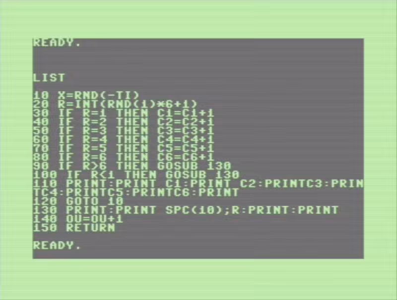 Screen shot of a Commodore 128 listing some code in BASIC.