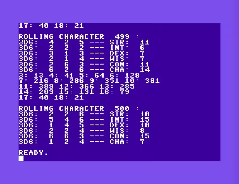 Screen shot of a Commodore 64 screen.