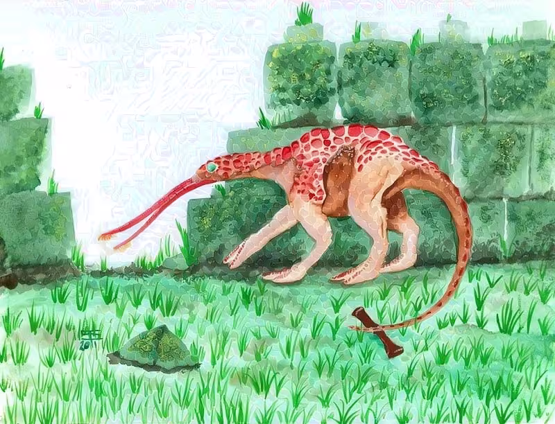 Watercolor of a Rust Monster -- a D&D monster.