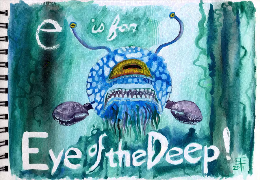 Watercolor of an AD&D Monster: the Eye of the Deep.