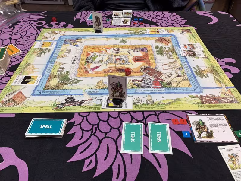 The game set up, with a game already in progress.